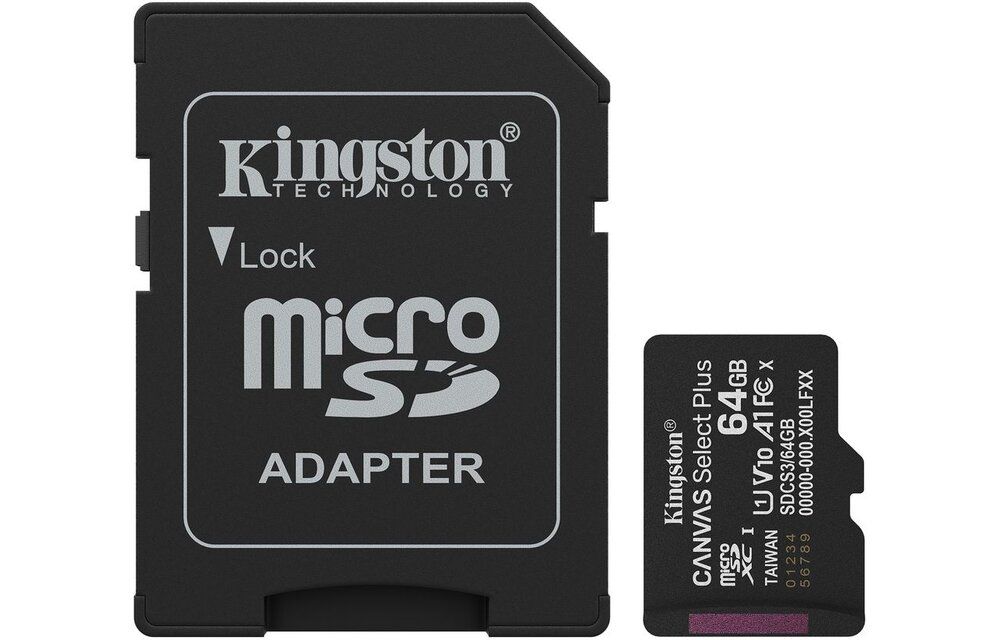 Kingston Canvas Select Plus Gen. 3 microSDXC 64GB met SD-adapter - Micro SD kaart