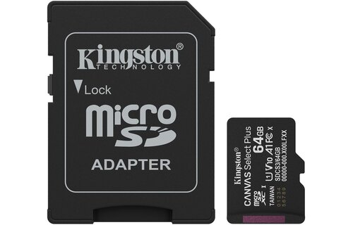 Kingston Canvas Select Plus Gen. 3 microSDXC 64GB met SD-adapter - Micro SD kaart