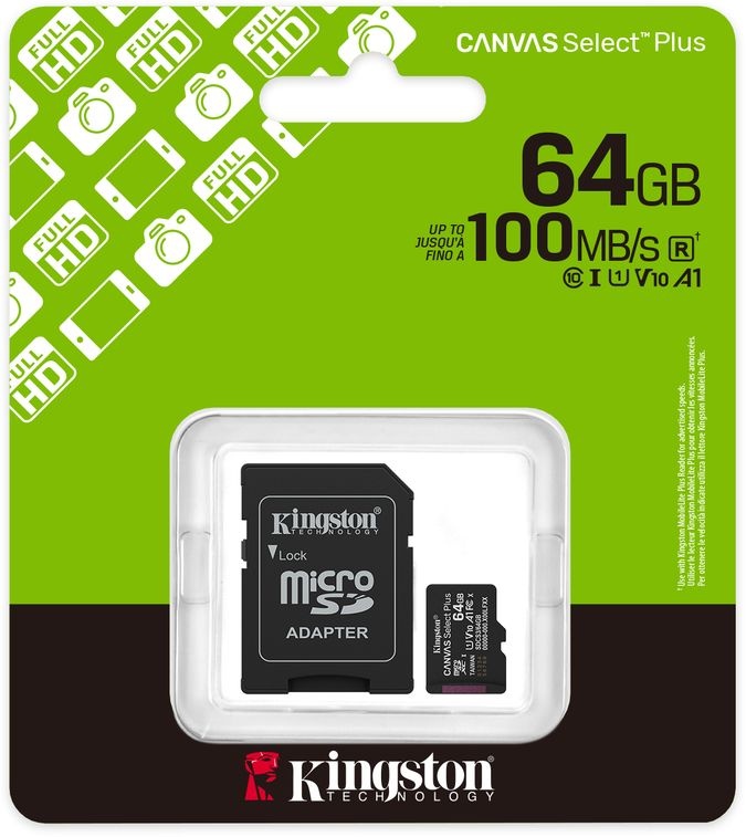 Kingston Canvas Select Plus Gen. 3 microSDXC 64GB met SD-adapter - Micro SD kaart