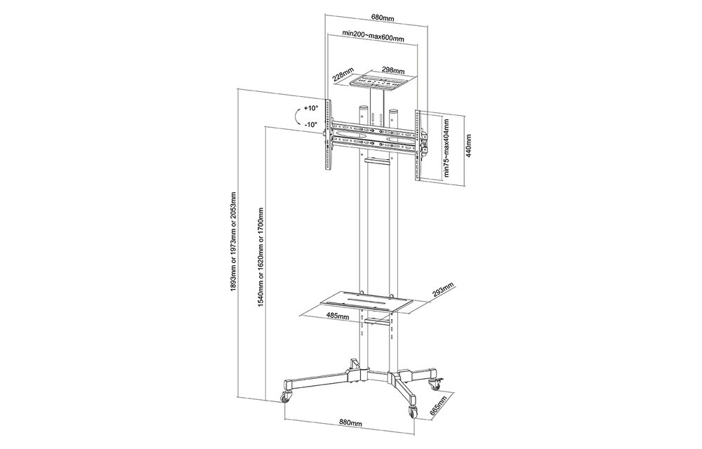 Neomounts by Newstar PLASMA-M1700E verrijdbaar TV meubel - TV muurbeugel