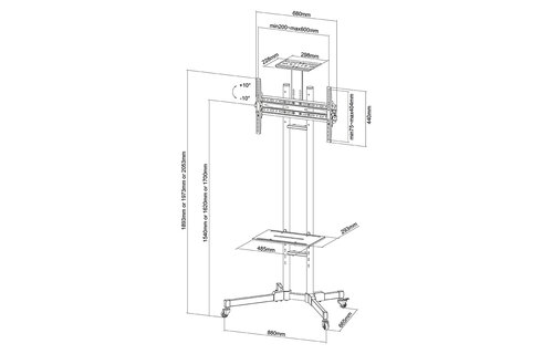 Neomounts by Newstar PLASMA-M1700E verrijdbaar TV meubel - TV muurbeugel
