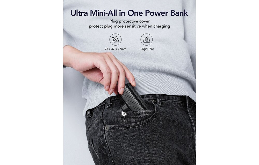 Veger PlugOn Pro-C W0558 5000mAh Zwart - Powerbank