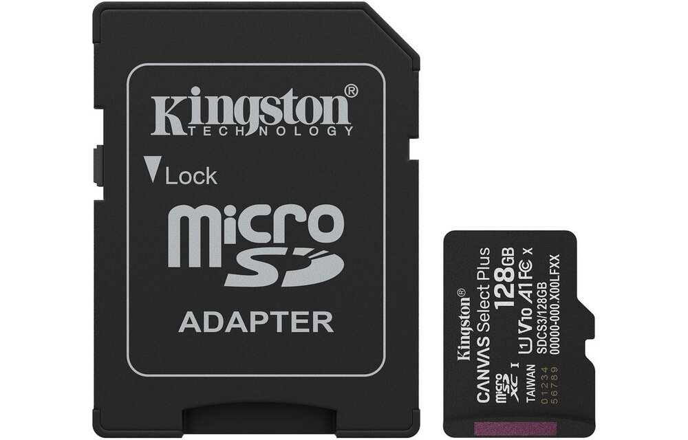 Kingston Canvas Select Plus Gen. 3 microSDXC 128GB met SD-adapter - Micro SD kaart