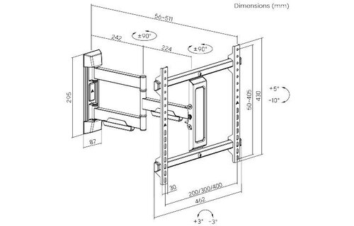 Cavus WME106 Muursteun dubbele arm (37 - 55 inch) - TV muurbeugel