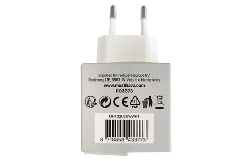 Musthavz thuislader USB-A+USB-C Wit