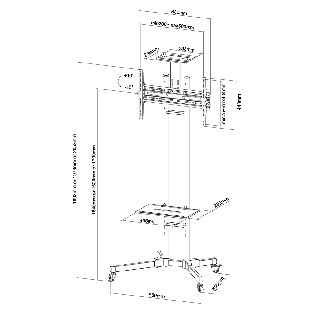 Neomounts by Newstar PLASMA-M1700E verrijdbaar TV meubel - TV muurbeugel