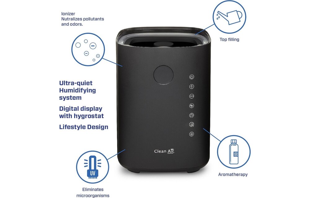 Clean Air Optima CA-604B Smart Zwart - Luchtbevochtiger
