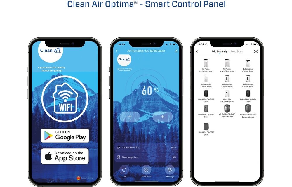 Clean Air Optima CA-604B Smart Zwart - Luchtbevochtiger