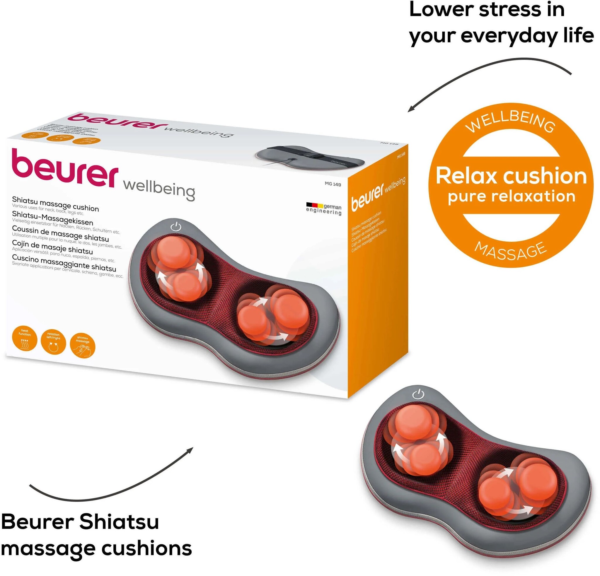 Beurer MG 149 Shiatsu massagekussen - Massageapparaat