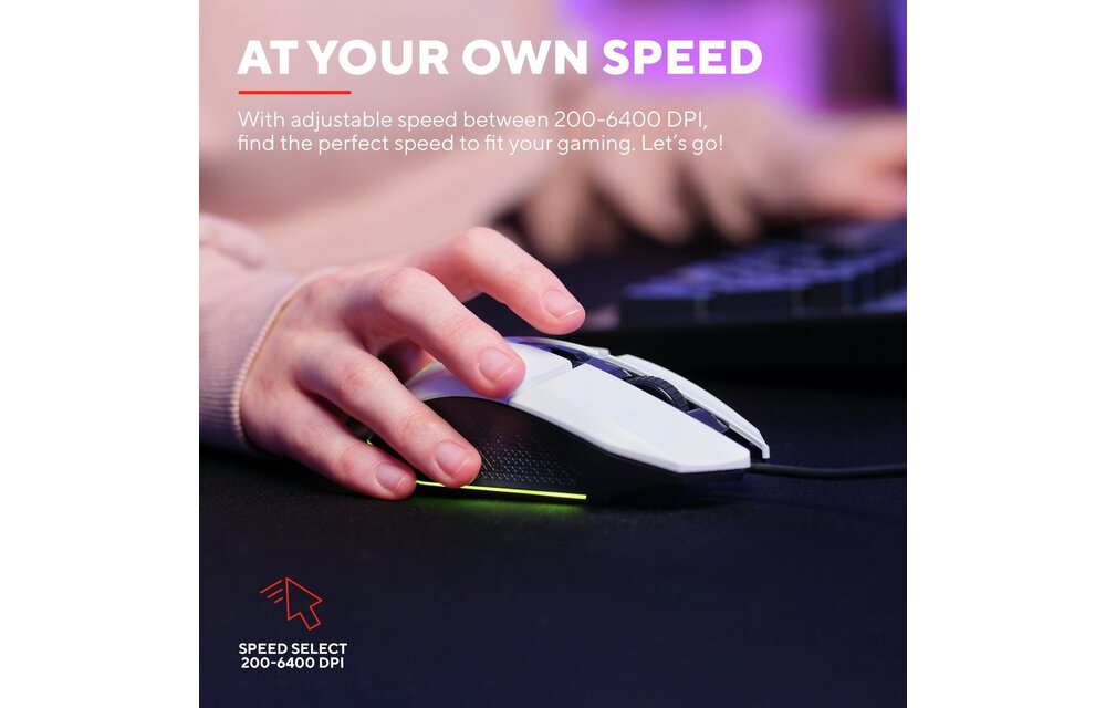 Trust GXT 109W Felox Wit - Gaming Muis