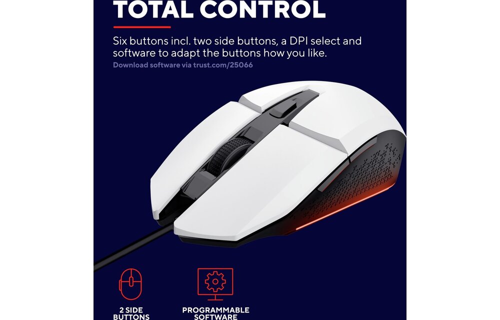 Trust GXT 109W Felox Wit - Gaming Muis