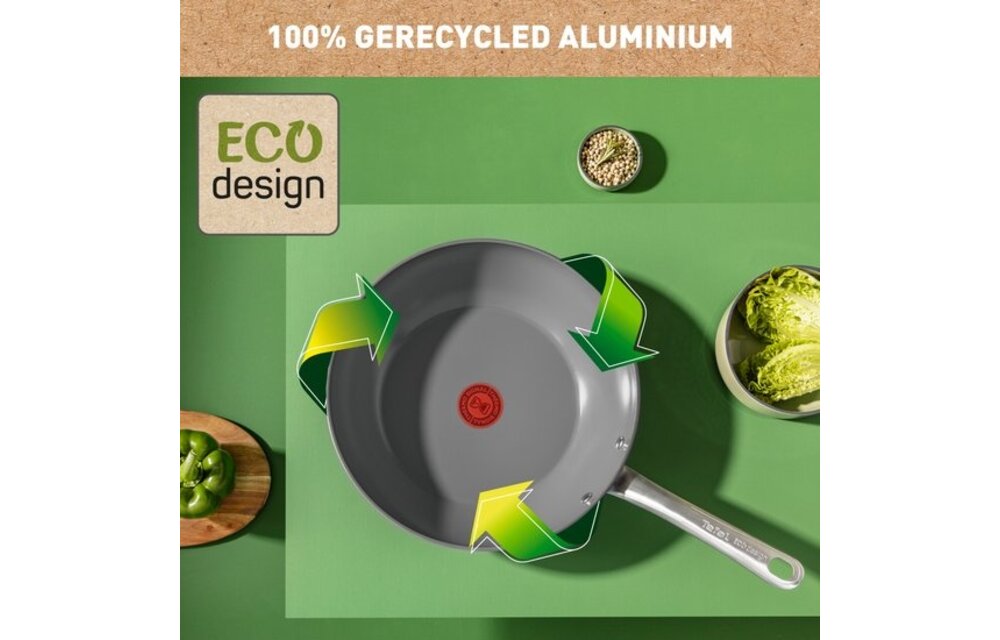 Tefal Renew+ Wokpan 28cm Zwart