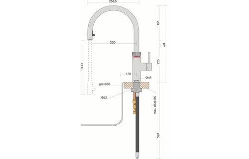 Quooker FXRCHR Keukenmengkraan Flex Chroom - Kokendwaterkraan