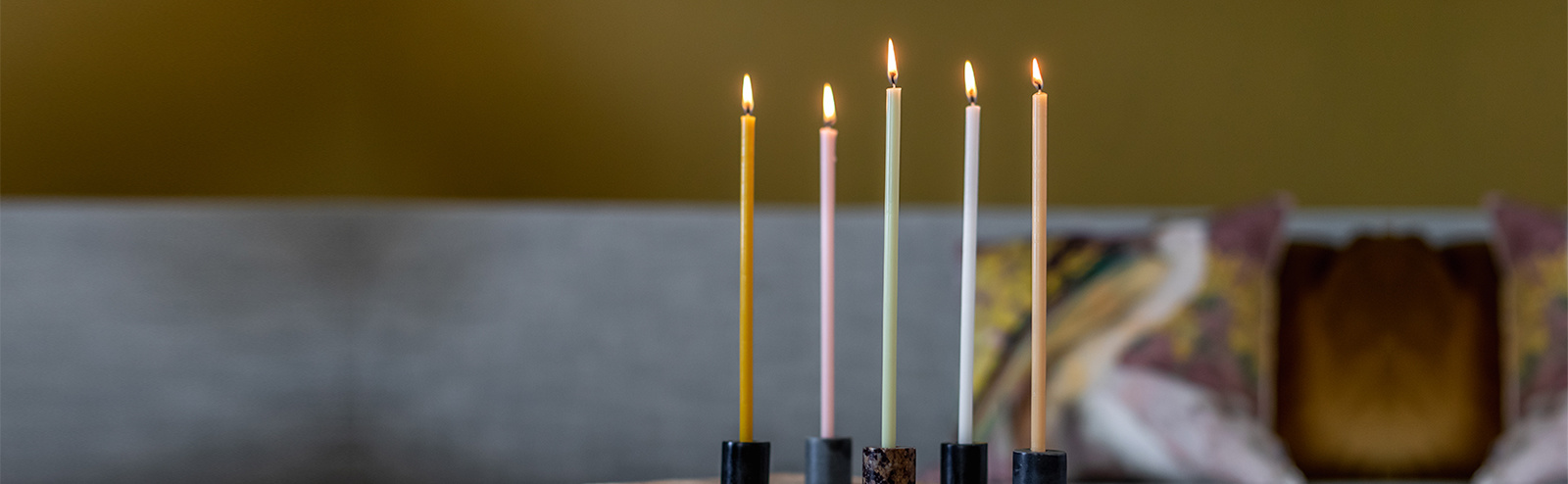 Thin taper candles with perfume scent