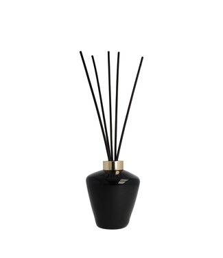 Scentchips® Flacon Bâtonnets diffuseurs en verre Cone Noir Brillant - Anneau Doré