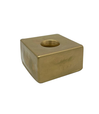 Scentchips® Square Glass Gold dinner candle holder