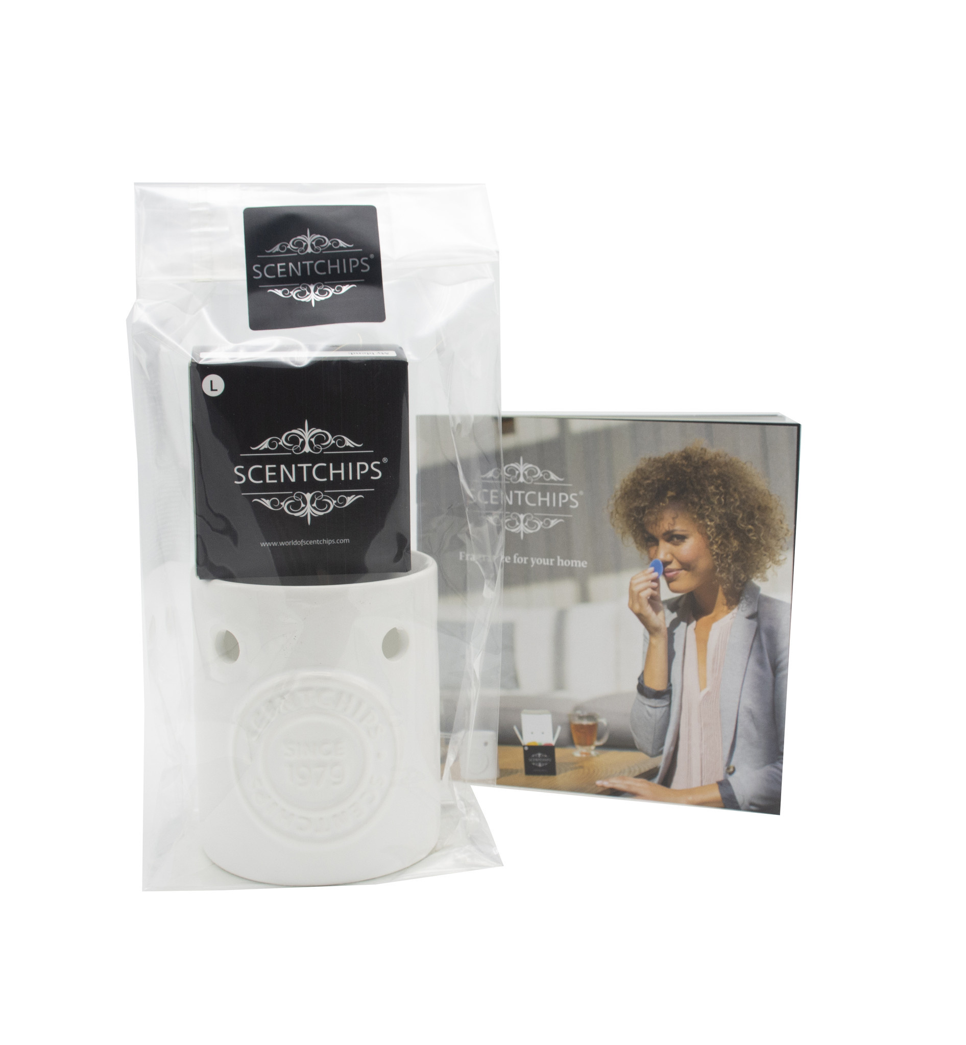 Scentchips® Giftset Logo burner white, L-Box & Folder