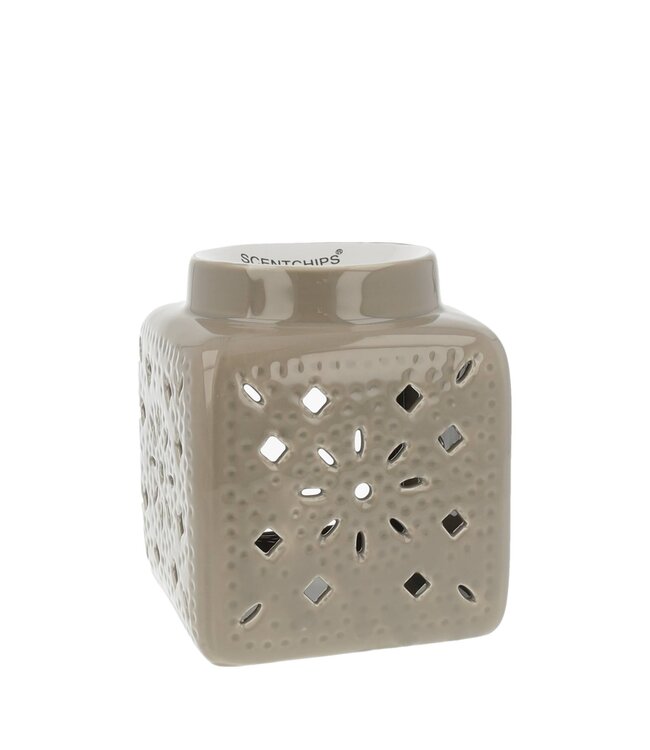 Scentchips® Square Cut Out Patern Taupe scented wax burner