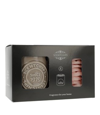 Scentchips® Gift set ScentBurner Logo Taupe + wax melts Freesia Lychee box S