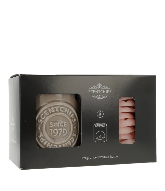 Scentchips® Giftset Basic Logo Taupe - Freesia Lychee cadeauset