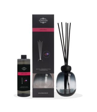 Scentchips® Gift set Reed diffuser Saffron Rose with holder glass Gradient grey