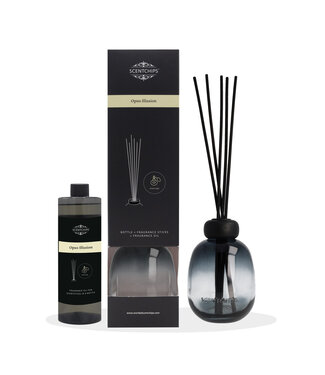 Scentchips® Gift set Reed diffuser Opus Illusion with holder glass Gradient grey