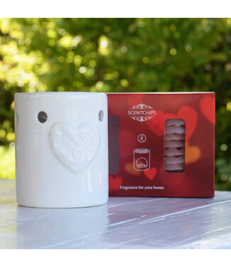 Scentchips® Gift set ScentBurner Hearts White + wax melts Belle Vie box S