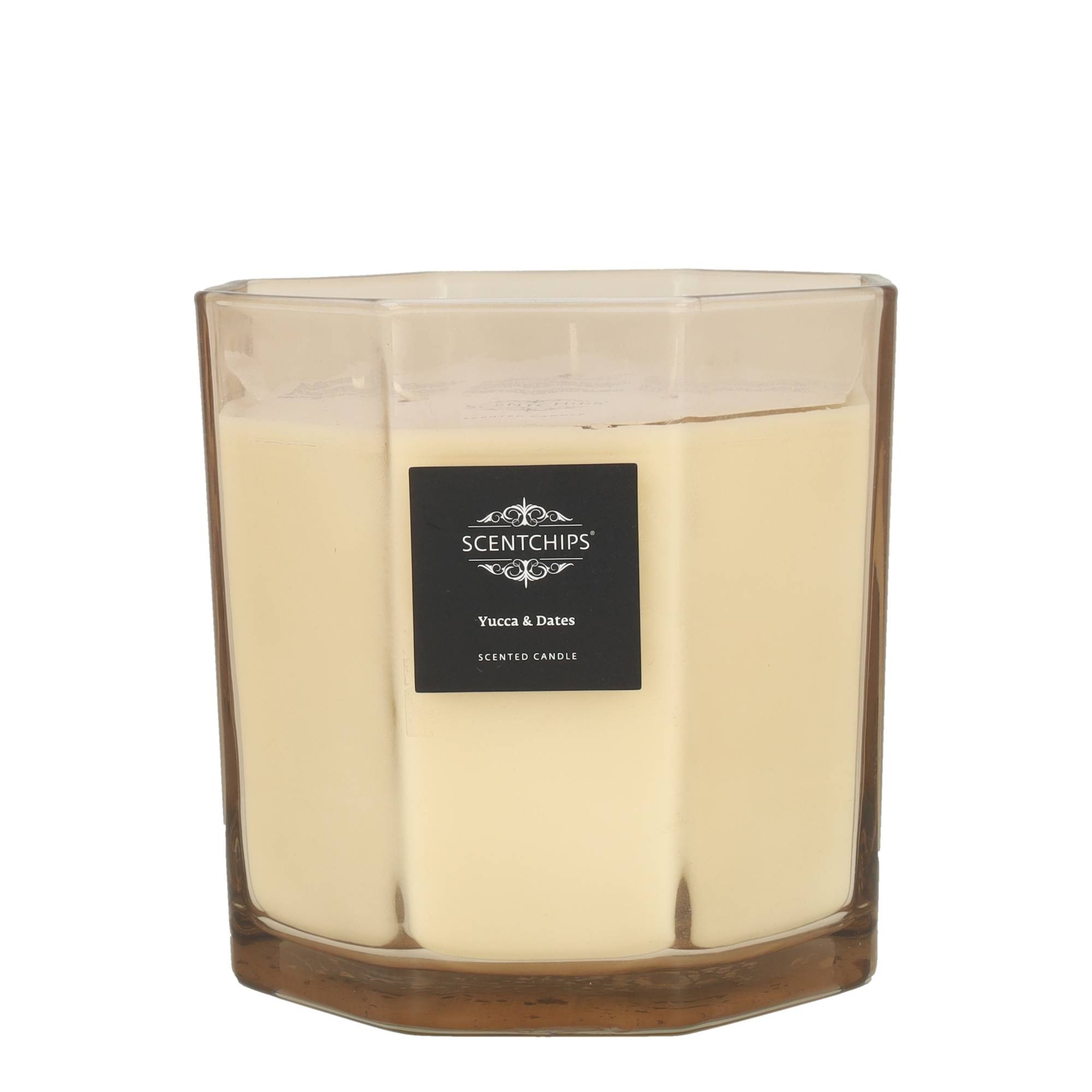 Scentchips® Yucca & Dates Geurkaars Hexagon Champagne