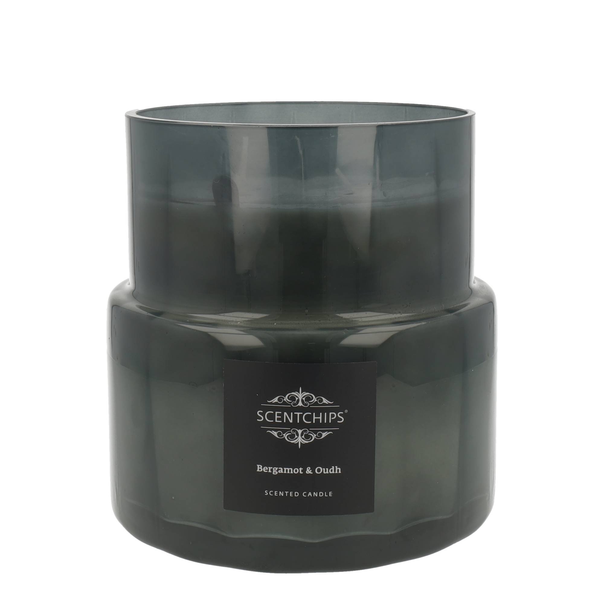 Scentchips® Bergamot & Oudh Geurkaars Double Donker Grijs