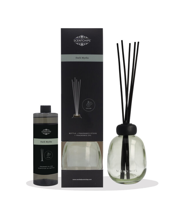Scentchips® Gift set Reed diffuser Dark Myths with green bottle - 400ml