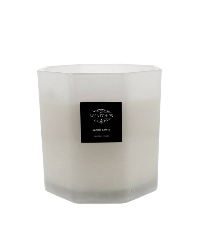 Scentchips® Sandal & Rose Duftkerz Hexagon Weiß - 2780gr - Produktionsfehler