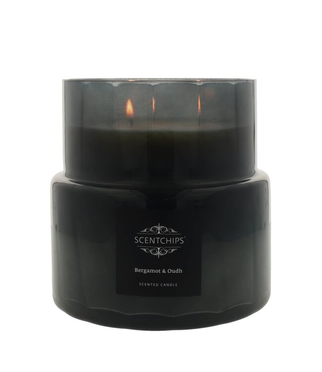 Scentchips® Bergamot & Oudh Geurkaars Double Donker Grijs - 2900gr - Productiefout