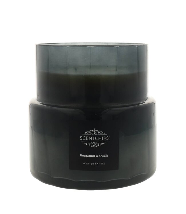 Scentchips® Bergamot & Oudh Geurkaars Double Donker Grijs - 2900gr - Productiefout