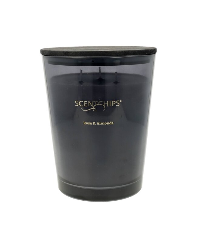 Scentchips® Rose & Almonds XL Grosse Bougie Parfumée Gris Foncé - 1870gr