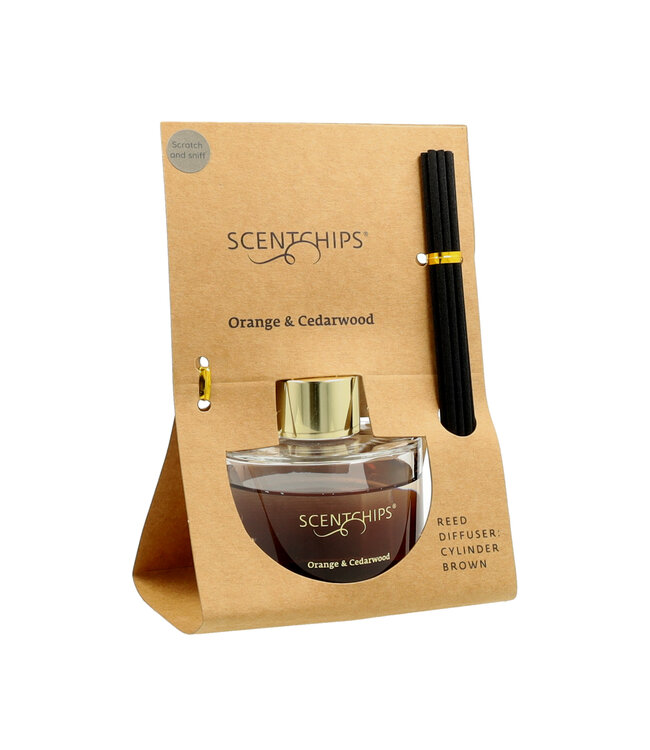 Scentchips® Kit Bâtonnets Diffuseurs Parfumés Cylinder Orange & Cedarwood - 100ml