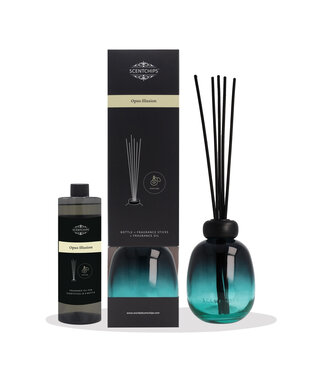 Scentchips® Cadeauset geurstokjes Opus Illusion met houder Bowl glas Gradient ocean - 400ml