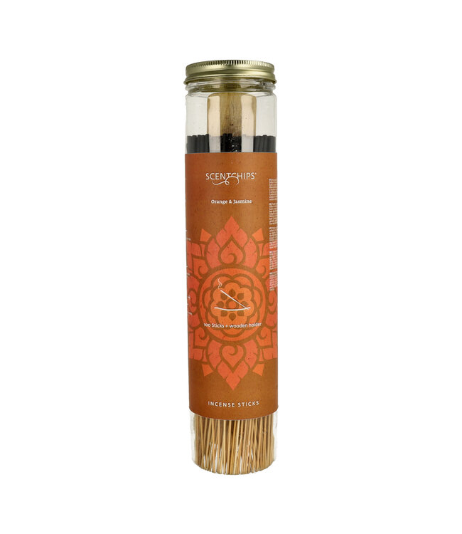 Scentchips® Wierook Sticks Orange & Jasmine – 100 Sticks met Wierookhouder