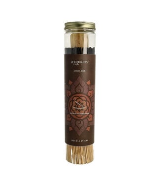 Scentchips® Räucherstäbchen Amber & Oudh – 100 Sticks mit Räucherstäbchenhalter