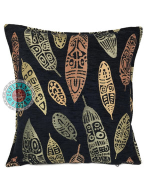 Esperanza Deseo Kussen Boho feathers zwart  45x45