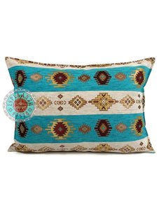 Esperanza Deseo Kussen Aztec ivoor met turquoise blauw en groen 70x50