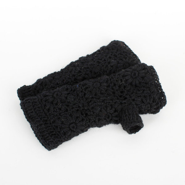 Sjaal met Verhaal Handwarmers Granny square zwart