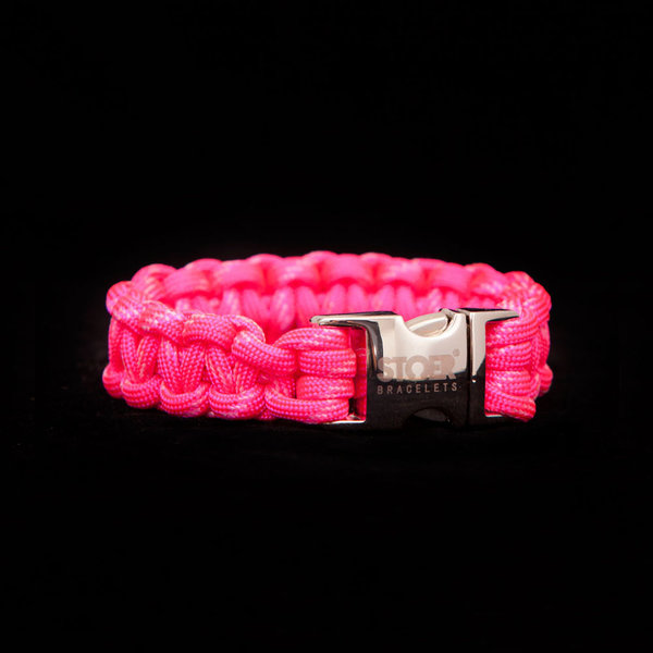 Stoer Armbanden STOER Paracord armband Neon Roze