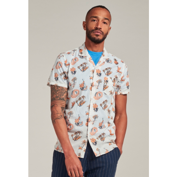 Dstrezzed Dstrezzed - Blouse Resort Shirt Tropical cruise Voile wit