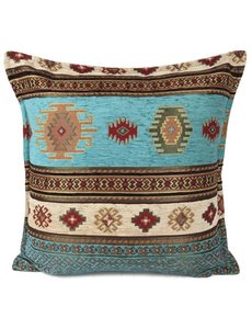 Esperanza Deseo Kussen Aztec turquoise en crème 45x45