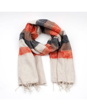 Sjaal met Verhaal Sjaal met verhaal - Sjaal creme taupe oranje