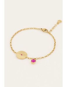 My Jewellery My Jewellery - Armband met bedel & roze steen