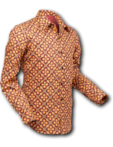 Chenaski Chenaski overhemd Dotsgrid brown-orange