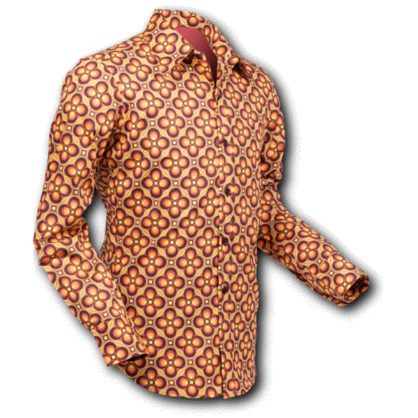 Chenaski Overhemd Dotsgrid brown-orange | Chenaski