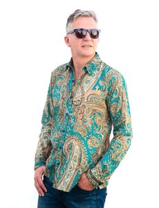 Cloud9Ibiza Mannen Blouse Psychedelic Turquoise