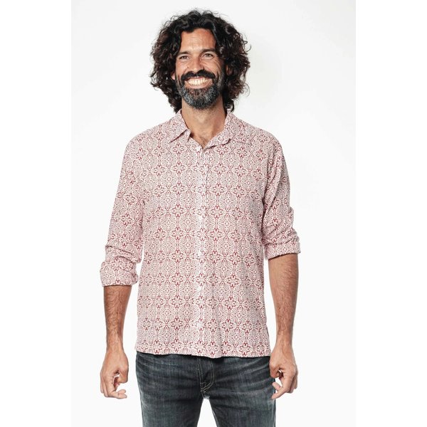 Cloud9Ibiza Mannen Blouse Meshprint Rood | Cloud9Ibiza